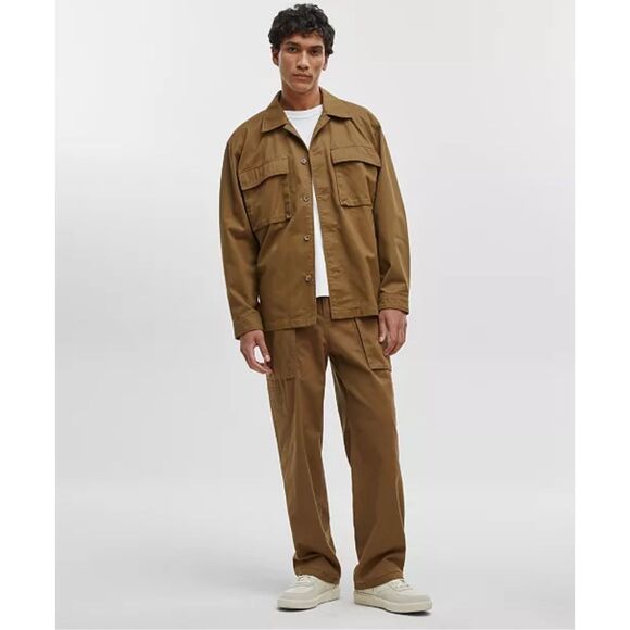 Mode of One NWT Relaxed Fit Utility Shirt Jacket Army Brown - Picture 2 of 4